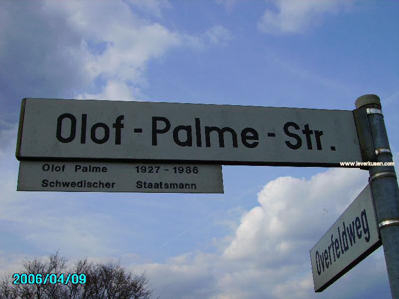 Foto der Olof-Palme-Str.: Straßenschild Olof-Palme-Str.
