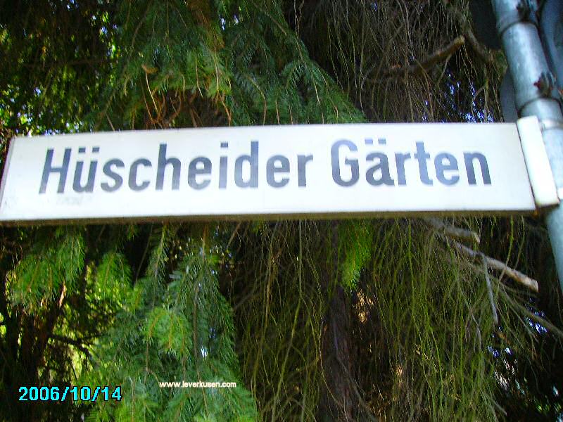 Foto der Hüscheider Gärten: Straßenschild Hüscheider Gärten