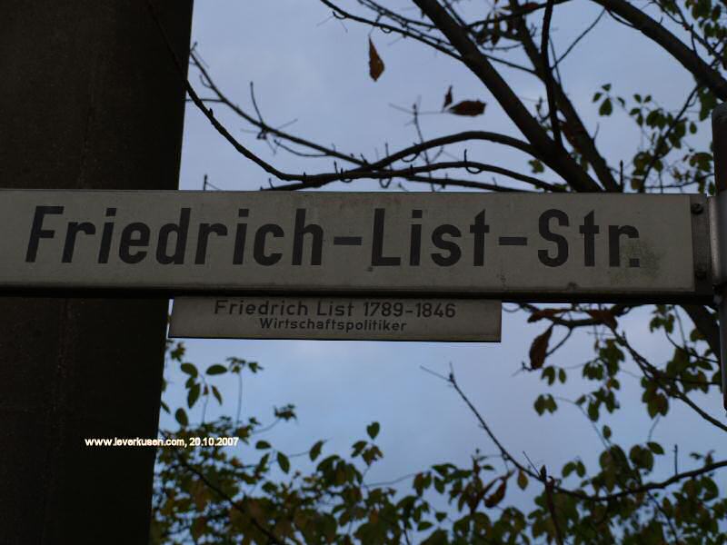 Foto der Friedrich-List-Str.: Straßenschild Friedrich-List-Str.
