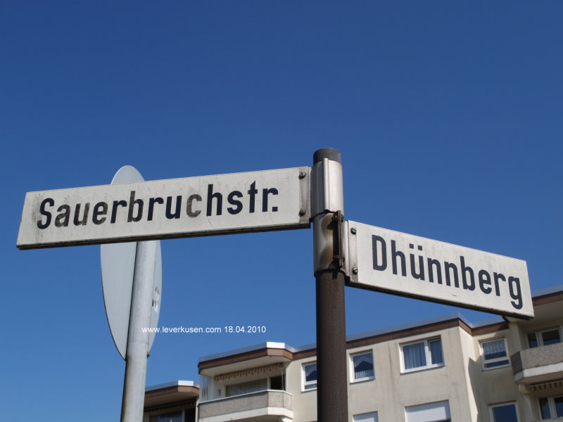 Foto der Sauerbruchstr.: Straßenschild Sauerbruchstr./Dhünnberg
