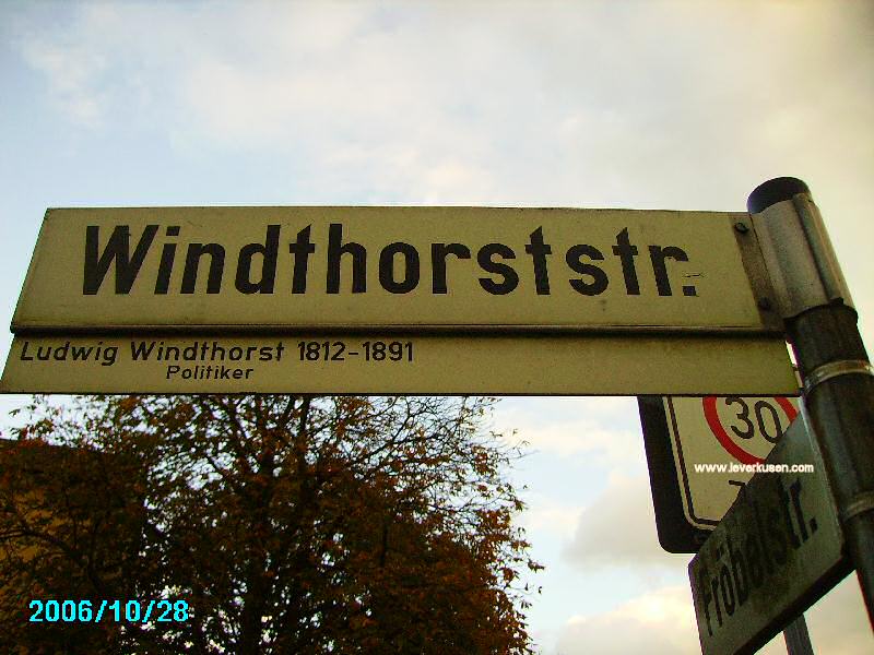 Foto der Windthorststr.: Straßenschild Windthorststr.