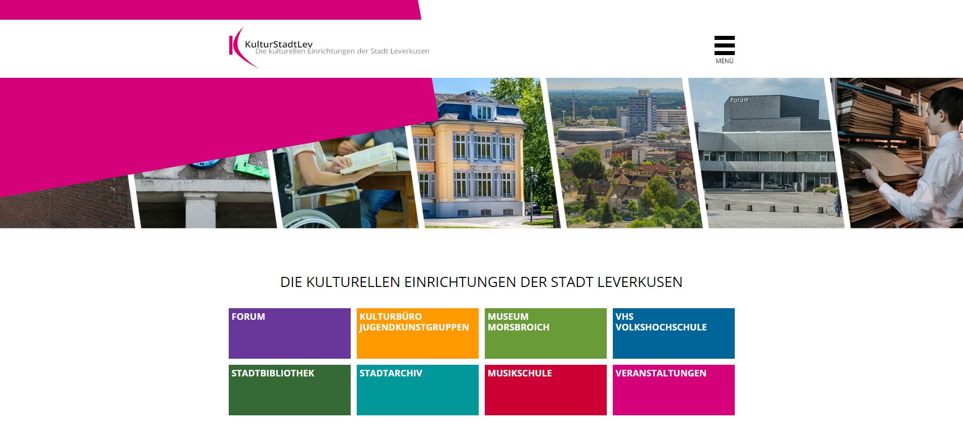 Screenshot der Homepage der KulturStadt Leverkusen vom 01.12.2023